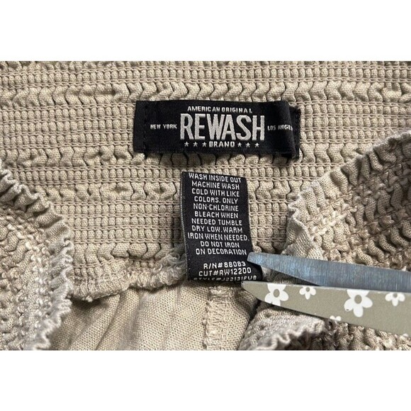 American Rewash Linen blend White Leg Smocked Waist Oatmeal Pants Size Small - Picture 7 of 7